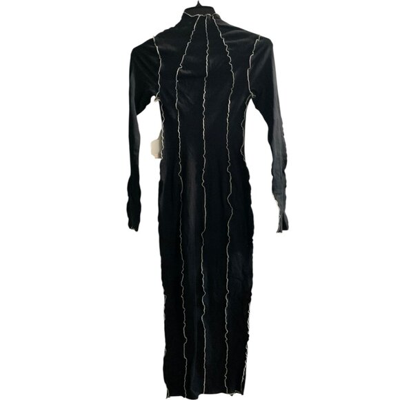 Good American Lettuce Edge Long Sleeve Midi Dress Fitted Knit Size 0 NWT - Picture 11 of 11